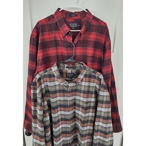 Two Pendleton Mason Plaid Long Sleeve Flannel Button-Up Shirts XXL Cotton